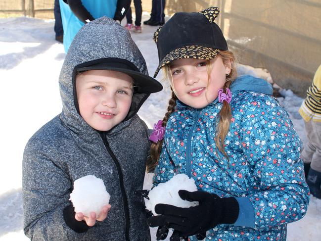 Anya and Josiah Walmsley from Ipswich at Snowflakes in Stanthorpe on Saturday, July 1.