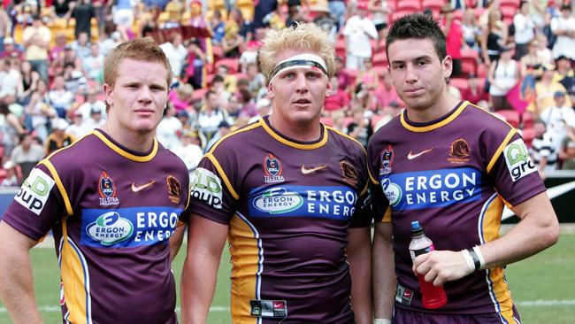 The neapolitan trio of Steve Michaels, Ben Hannant and Darius Boyd after a match in 2006.