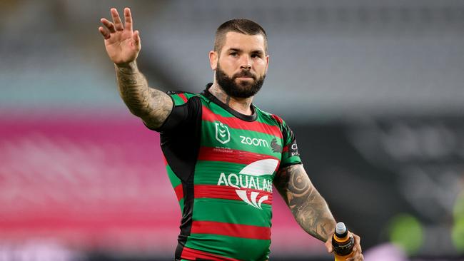 SYDNEY, AUSTRALIA - APRIL 08: Adam Reynolds of the Rabbitohs thanks the fans during the round five NRL match between the South Sydney Rabbitohs and Brisbane Broncos at Stadium Australia on April 08, 2021 in Sydney, Australia. (Photo by Speed Media/Icon Sportswire via Getty Images)