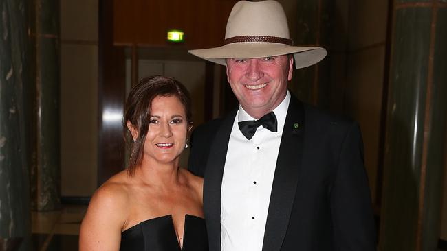 Barnaby Joyce and his estranged wife Natalie arriving at the federal Parliament Midwinter Ball 2017, at Parliament House in Canberra. Picture Ray Strange