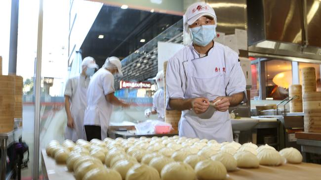 A Din Tai Fung chef prepares food for the Taiwanese Festival at Darling Harbour, Sydney. Picture: Chris Pavlich