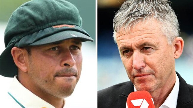 Pictured Usman Khawaja left and Peter Lalor right. Image: Getty