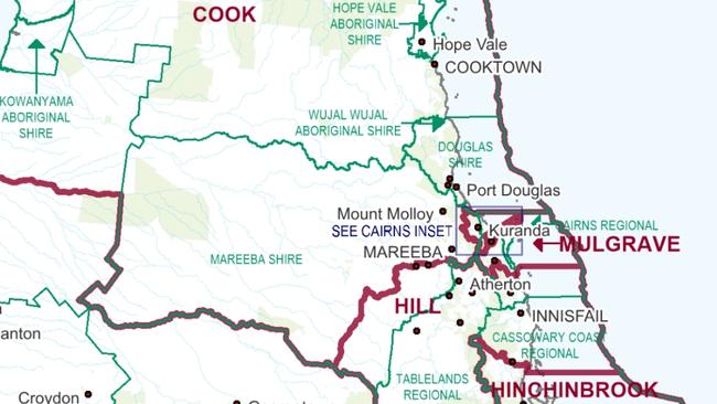 Far North state electorate boundaries. Source: Electoral Commission Queensland.