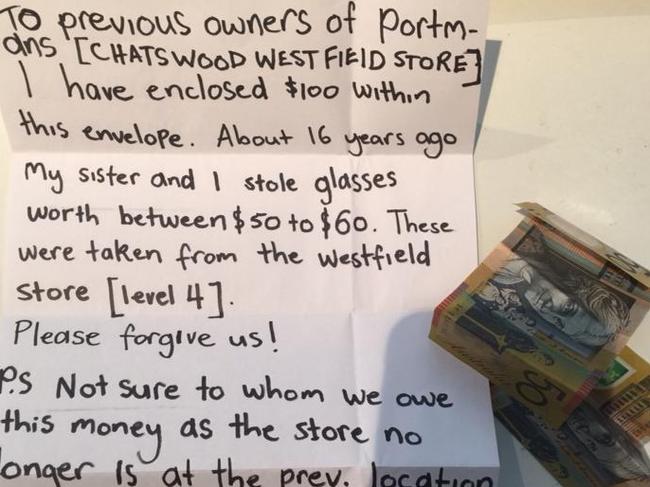 Shoplifter comes clean in amazing note