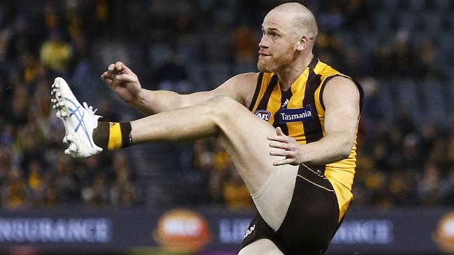 Roughead finishes two goals behind Lance Franklin on the Hawthorn goalkicking list. Picture: AAP