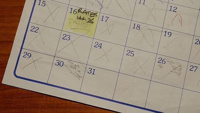 A 1993 calendar belonging to Kathleen Folbigg which made up part of the evidence that led to her conviction. On the entry for August 30, "Sarah left us" was written in pencil