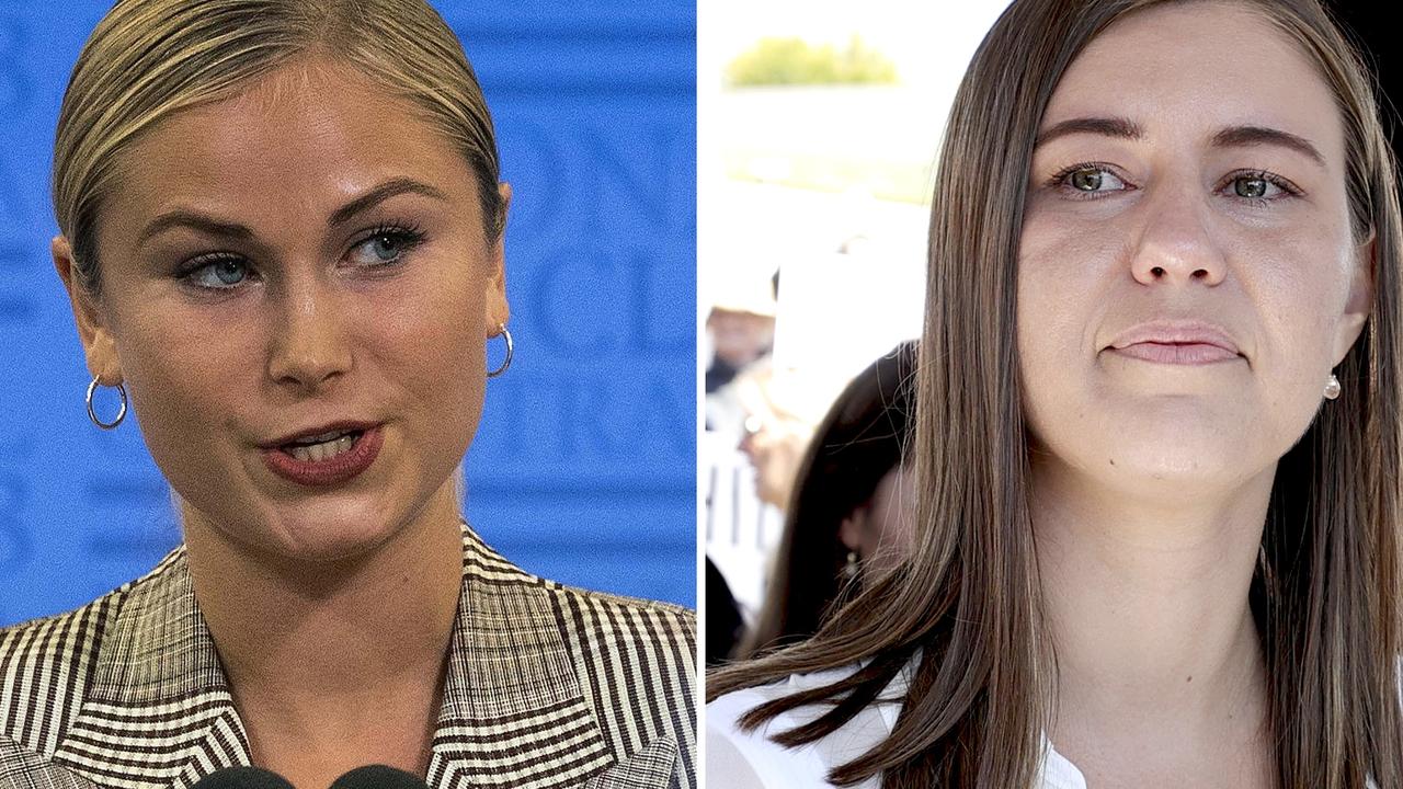 Grace Tame and Brittany Higgins are speaking at the National Press Club. Picture: NCA NewsWire / Gary Ramage