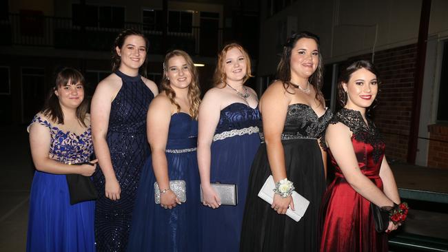 Nikita Johnson, Caitlin Walker, Amy Whear, Emily Guy, Leesa Osborne and Eloise Tavener at the Assumption Formal on Friday April 21. Photo Deanna Millard/Warwick Daily News