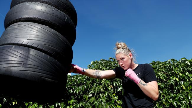 Tayla Harris in action at Corporate Box in Brisbane. Picture: Chris Hyde