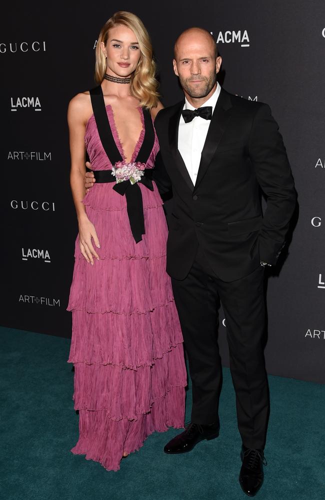 Model Rosie Huntington-Whiteley and actor Jason Statham attend LACMA 2015 Art+Film Gala Honoring James Turrell and Alejandro G IÃ±Ã¡rritu, Presented by Gucci at LACMA on November 7, 2015 in Los Angeles. Picture: Getty