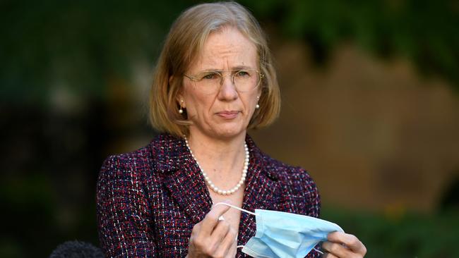 Queensland chief health officer Dr Jeannette Young speaks during a media conference to provide a Covid-19 update as Queensland battles through a Delta variant outbreak of coronavirus. Picture: NCA NewsWire / Dan Peled