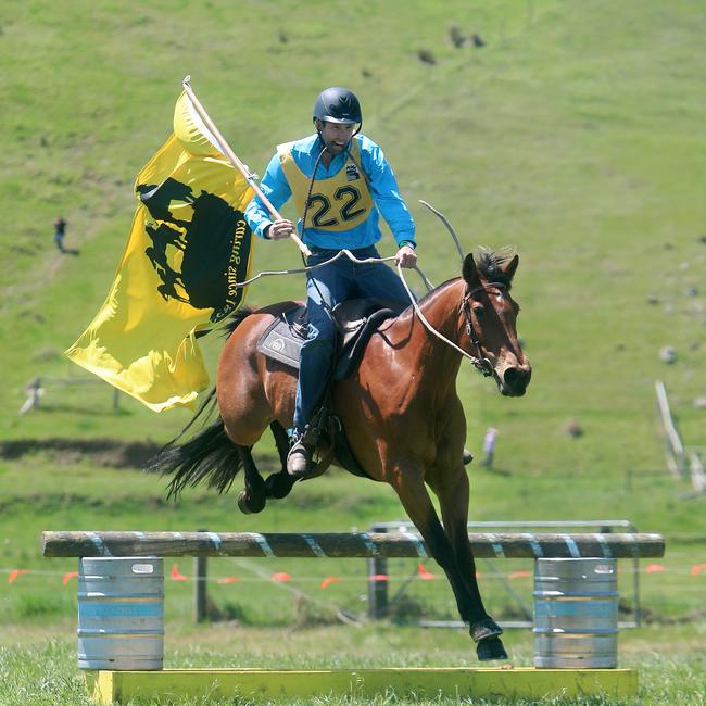 Tooma’s David Mitchell clears a jump in the obstacles event as part of the men’s challenge.