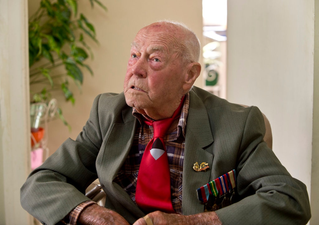 Bert Miles , Milne Bay battle veteran will attend Anzac Day . Photo Nev Madsen / The Chronicle. Picture: Nev Madsen