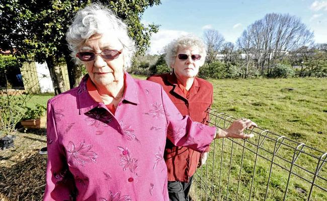 Sisters Edie and Deanne Scobie, residents of Graeme Ave in Goonellabah, are worried about the wildlife coming into their yard since trees were removed from nearby land. Picture: Cathy Adams