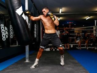 Jai Opetaia trains ahead of his upcoming world title fight. Picture: Tertius Pickard