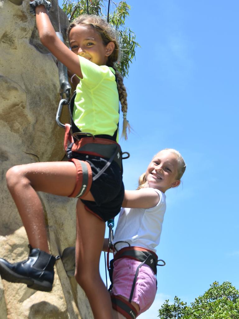 Indi Parnell, 8 and Indi-Summer Driver, 9 enjoy an Australia Day climb together.