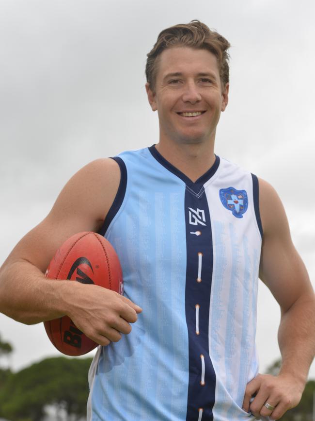 Sacred Heart OC captain Lachlan Button in the heritage guernsey. Picture: AAP/ Brenton Edwards.