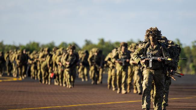 Australian Army soldiers from the 7th Brigade arrive at RAAF Base Scherger in Weipa North Queensland during Exercise Diamond Trident 2024. Photo: CAPT Thomas Kaye