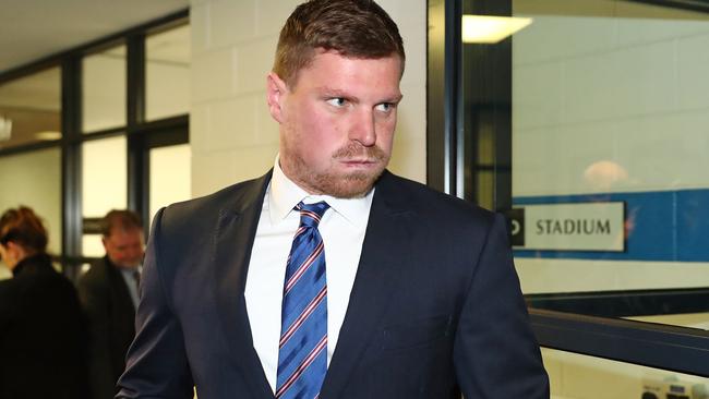 Jack Redpath exits the AFL Tribunal after failing in an appeal.