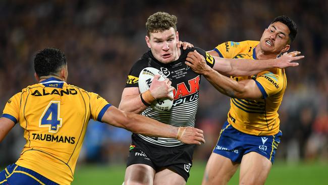 Liam Martin on the charge for the Panthers against the Eels in the NRL grand final. Picture: NRL Photos