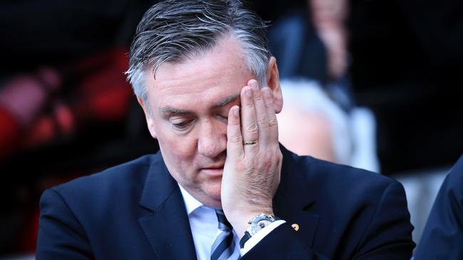 Eddie McGuire clashed with Damian Barrett. Picture: Mark Stewart