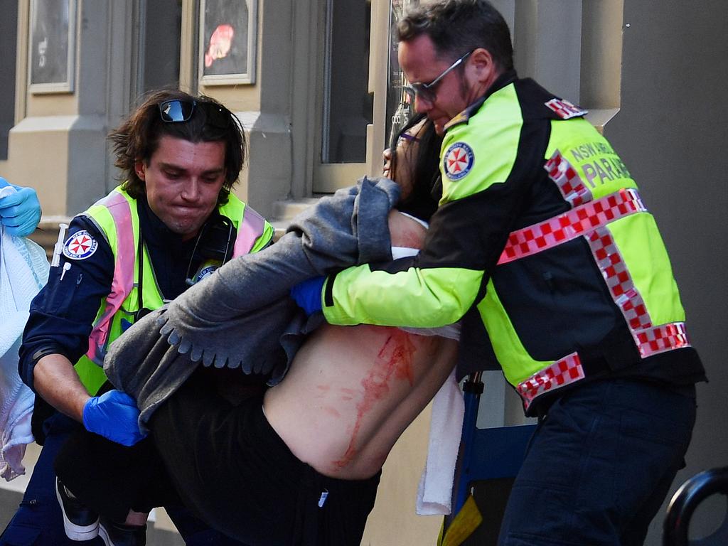 The woman was taken to St Vincent’s Hospital. Picture: Dean Lewins/AAP