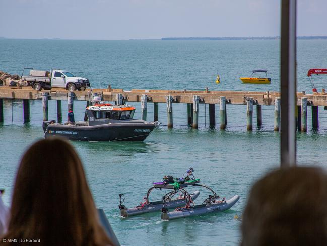 Autonomous surface vessels testing new safety standards at the Australian Institute of Marine Science’s ReefWork test ranges. Photo by Jo Hurford, courtesy of AIMS.