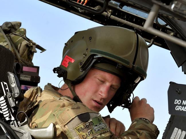 Prince Harry sitting in the cockpit of an Apache Helicopter in Afghanistan's Helmand Province in 2012. Picture: AFP