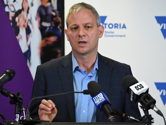 Victoria's Chief Health Officer Dr Brett Sutton speaks to the media during a press conference in Melbourne on Thursday.