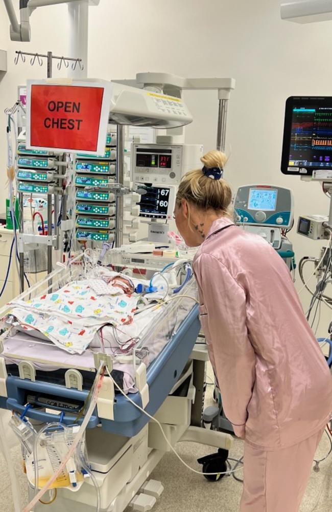 An Imbil family has put a call for help out through a GoFundMe after their newborn had open-heart surgery within a day of his birth. Samantha Peake (mother), David Myers (father) and Leo Allan Myers. Picture: (supplied)