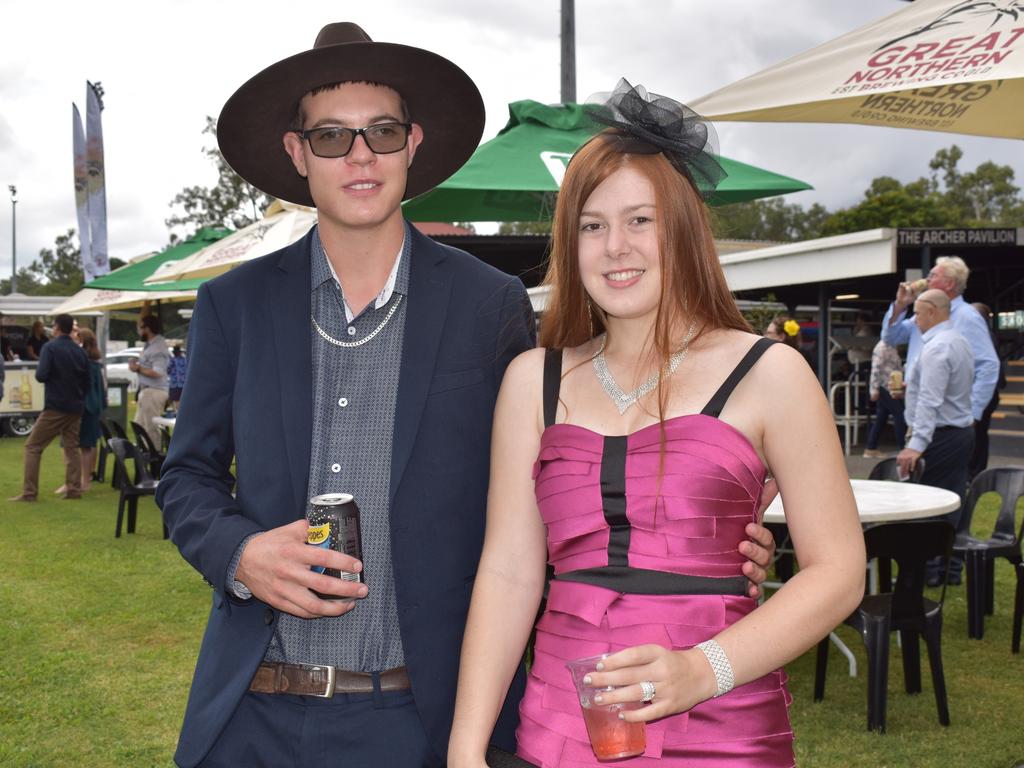 Ash McLaren and Shara Watson at The Archer race meeting at Callaghan Park, Rockhampton, on May 7, 2022.
