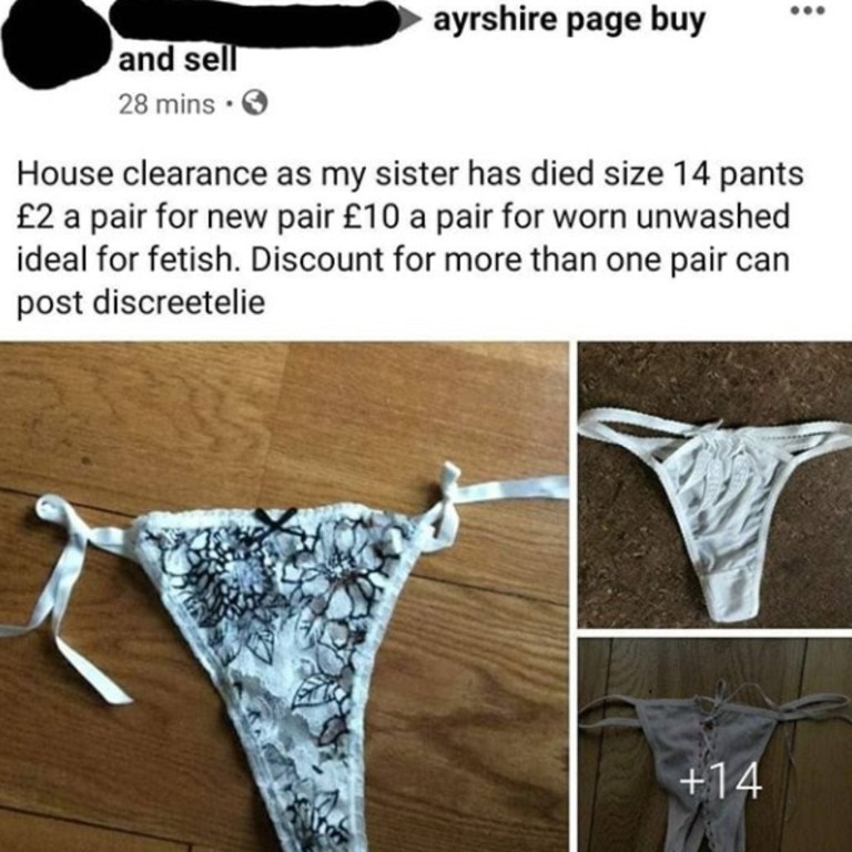 Man tries to sell his dead sister's dirty underwear on Facebook