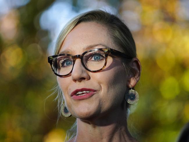 MELBOURNE AUSTRALIA - NewsWire Photos MAY 15, 2025: Newly elected Greens leader Larissa Waters gives her first press conference in Melbourne.Picture: NewsWire / Luis Enrique Ascui