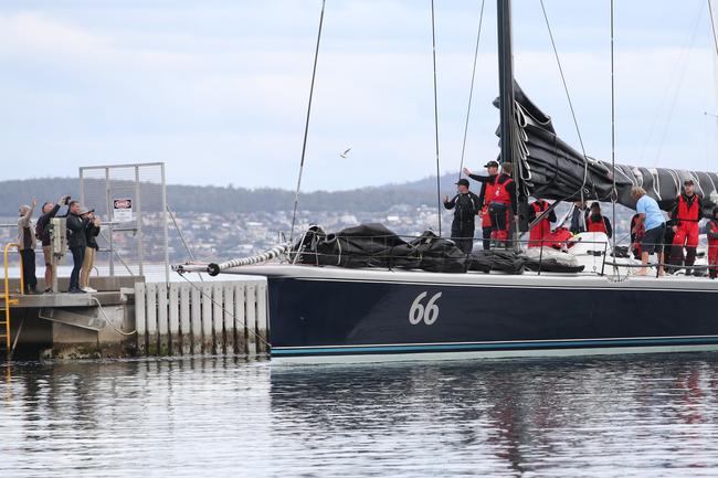 Alive claims line honours in the 2020 Launceston to Hobart yacht race. Picture: Zak Simmonds