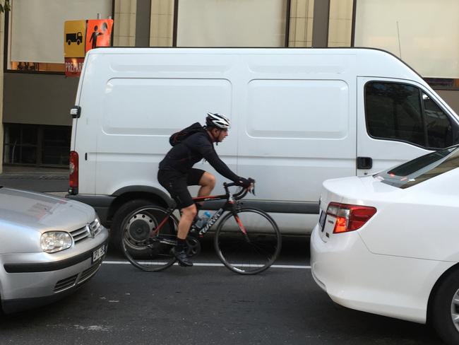 A van parked in a bike lane on Exhibition St, Melbourne. Picture: Supplied