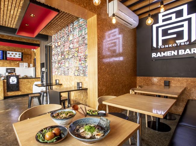 Hobart’s Tonkotsu Ramen Bar’s modest, minimalist interior reminds Amanda Vallis of the ramen bars she frequented on a recent trip to Japan. Picture: EDDIE SAFARIK