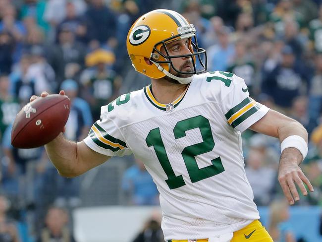 Aaron Rodgers throws a pass during a game against the Tennessee Titans.