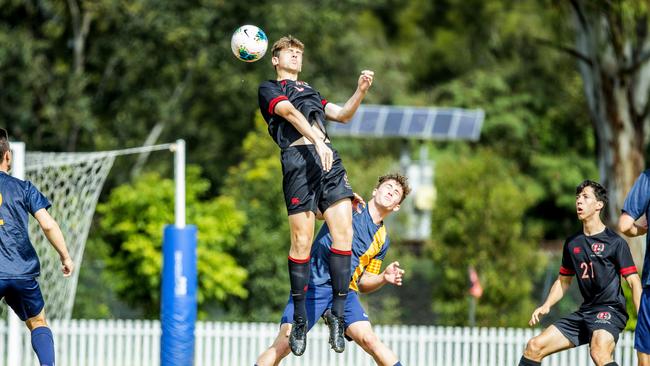 Rory Scott from St Joseph's Gregory Terrace in the First XI Football (soccer) match between St Joseph's Gregory Terrace and Toowoomba Grammar School at Tennyson. Picture: Renae Droop