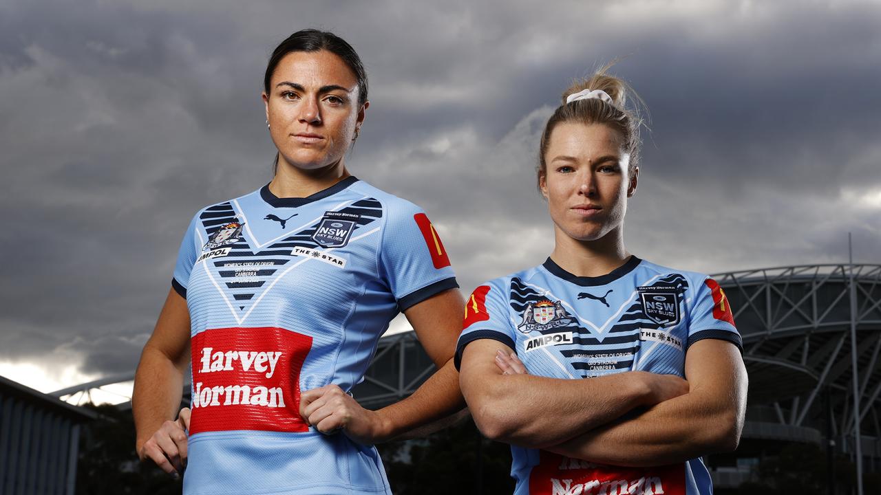 Sky Blues stars Millie Boyle and Emma Tonegato are fired up for the Women’s Origin clash in Canberra. Picture: Jonathan Ng
