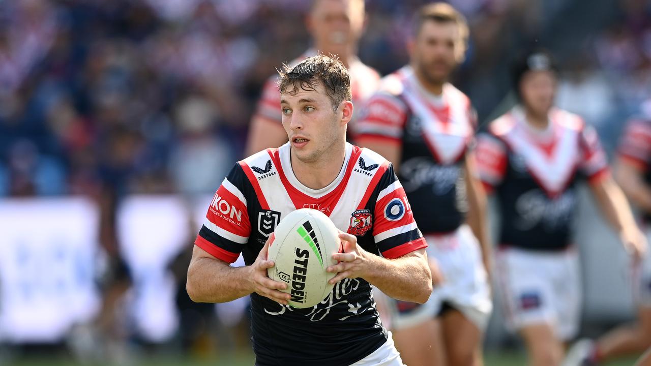 Dropped Roosters halfback Sam Walker’s stint on the sidelines could be extended, after sustaining a knee injury. Picture: NRL Images.