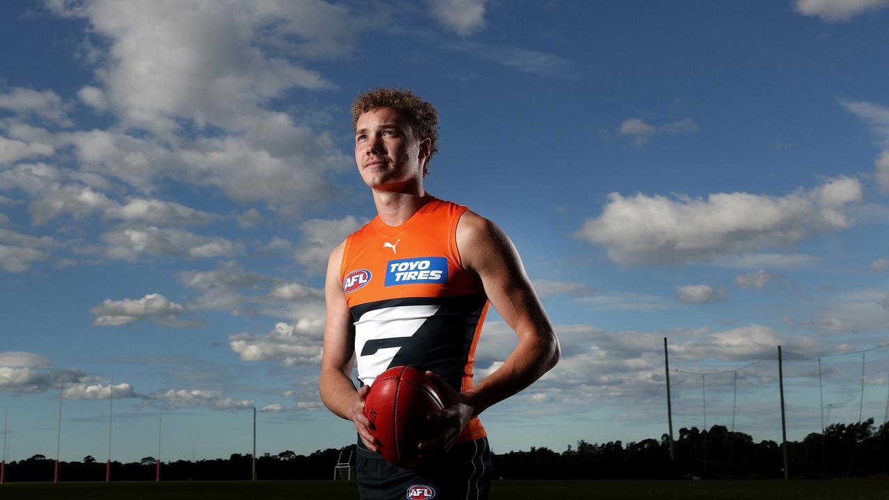 Ryan Angwin will make his AFL debut against the Western Bulldogs on Saturday night. Picture: Phil Hillyard