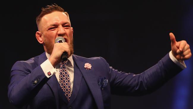 LONDON, ENGLAND - JULY 14: Conor McGregor during the Floyd Mayweather Jr. v Conor McGregor World Press Tour at SSE Arena on July 14, 2017 in London, England. (Photo by Matthew Lewis/Getty Images)