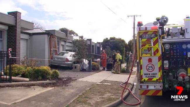 Emergency services at the scene of the crash in Plympton Park. Picture: 7NEWS