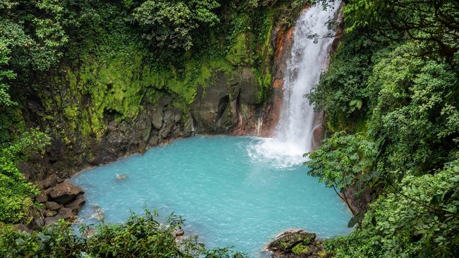 Rio Celeste waterfall looking its blue best in Costa Rica.