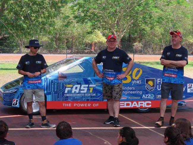 Flinders University team members giving a presentation to the students at Palmerston CC, Monday, October 16, 2023. Picture: Darcy Jennings.