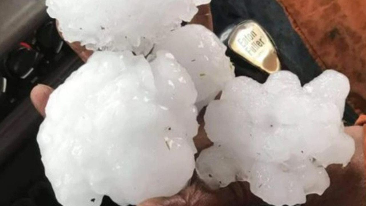 Giant hail pelted the Yalboroo community north of Mackay. Picture supplied.