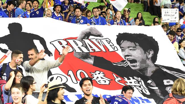 Japan supporters show their love to No. 10 Shinji Kagawa.