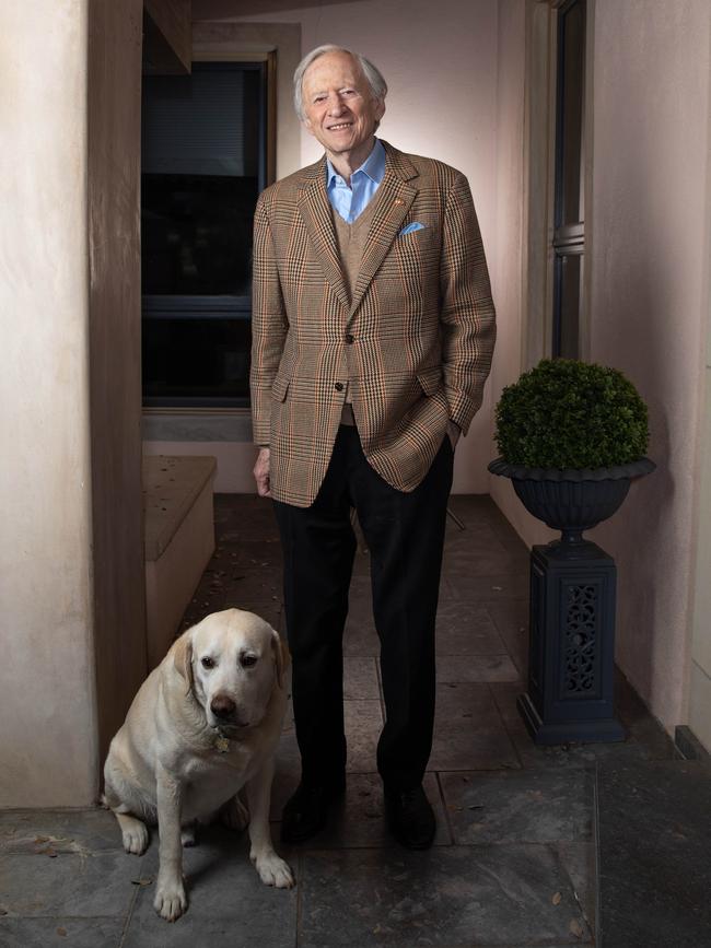 Andrew Peacock, who has just turned 80 years old, at his home in Austin, Texas with dog Butters. Picture: Brian Birzer