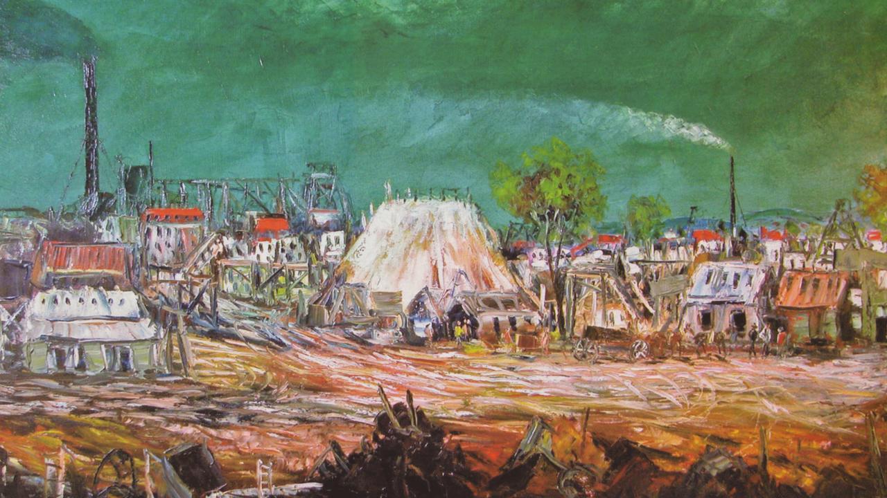 Part of a paining by Pro Hart called "Minescape, Broken Hill".