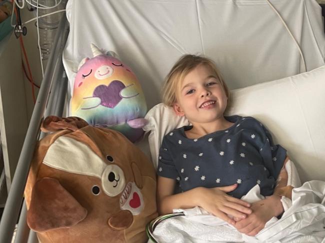 A GoFundMe has been set up for six-year-old Darcy from Terrigal who suffered from three cardiac arrests after running a 50m race. Picture: GoFundMe